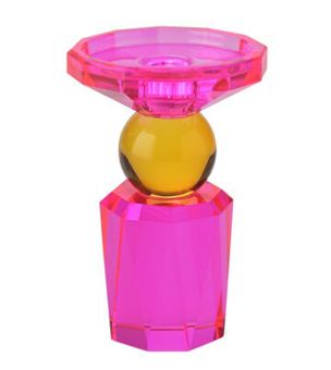 Gift Company Sari Kristallglas Kerzenhalter Kugel Oktagon pink/orange gs 