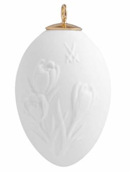 Meissen Osterei mit Relief Krokusse weiß bisquit 5 cm 